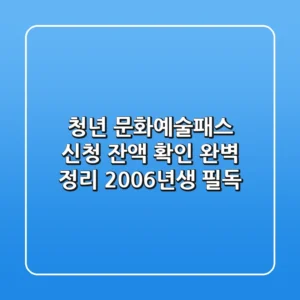 청년 문화예술패스 신청, 잔액 확인 완벽 정리 (2006년생 필독!)