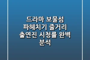 드라마 보물섬 파헤치기 줄거리 출연진 시청률 완벽 분석