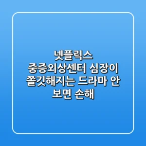 넷플릭스 중증외상센터– 심장이 쫄깃해지는 드라마, 안 보면 손해!