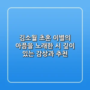 김소월 초혼: 이별의 아픔을 노래한 시, 깊이 있는 감상과 추천
