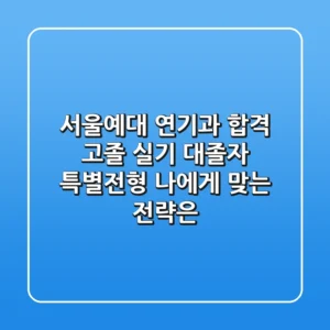 서울예대 연기과 합격, 고졸 실기? 대졸자 특별전형? 나에게 맞는 전략은?