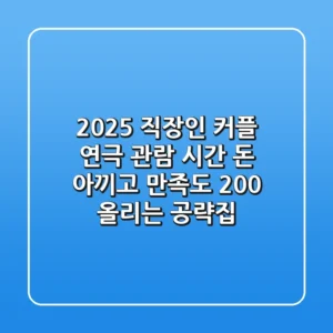 2025 직장인 커플 연극 관람, 시간 돈 아끼고 만족도 200% 올리는 공략집