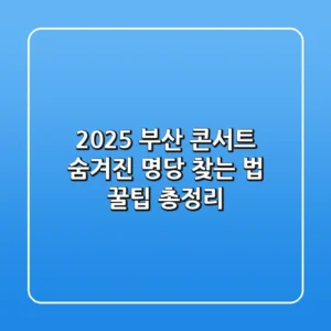 2025 부산 콘서트: 숨겨진 명당 찾는 법 & 꿀팁 총정리