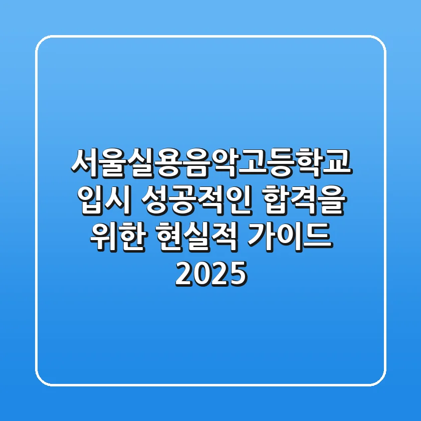 서울실용음악고등학교 입시, 성공적인 합격을 위한 현실적 가이드 2025