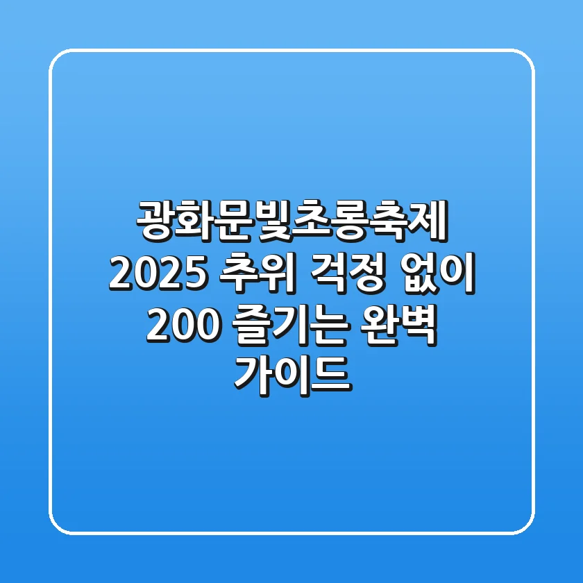 광화문빛초롱축제 2025, 추위 걱정 없이 200% 즐기는 완벽 가이드