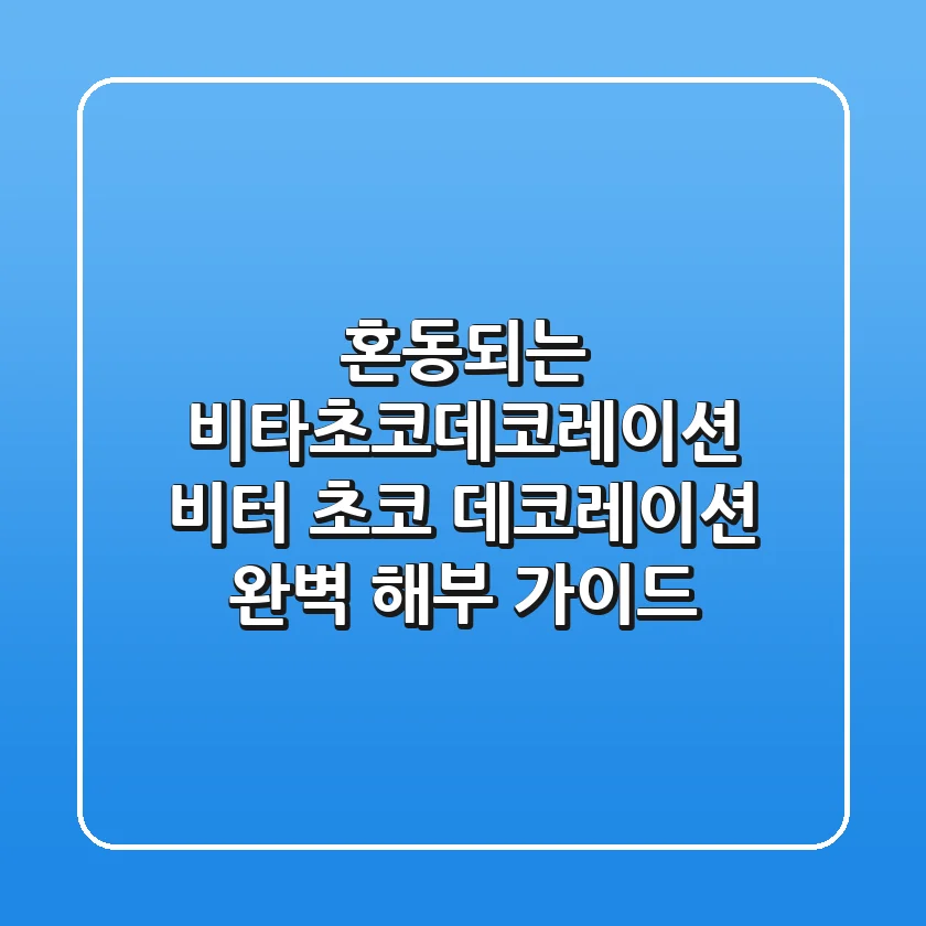 혼동되는 '비타초코데코레이션', '비터 초코 데코레이션' 완벽 해부 가이드