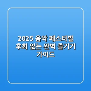 2025 음악 페스티벌, 후회 없는 완벽 즐기기 가이드