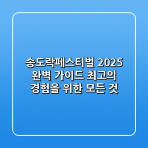 송도락페스티벌 2025 완벽 가이드: 최고의 경험을 위한 모든 것