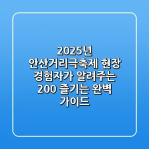 2025년 안산거리극축제, 현장 경험자가 알려주는 200% 즐기는 완벽 가이드