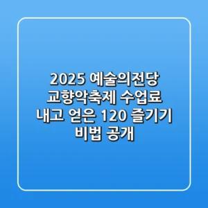 2025 예술의전당 교향악축제, 수업료 내고 얻은 120% 즐기기 비법 공개!