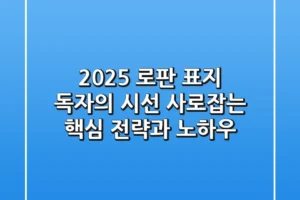 2025 로판 표지, 독자의 시선 사로잡는 핵심 전략과 노하우