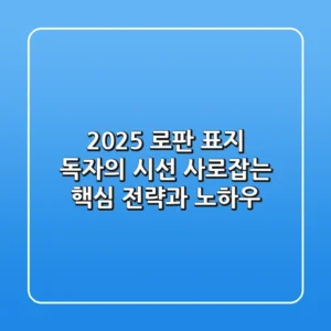 2025 로판 표지, 독자의 시선 사로잡는 핵심 전략과 노하우