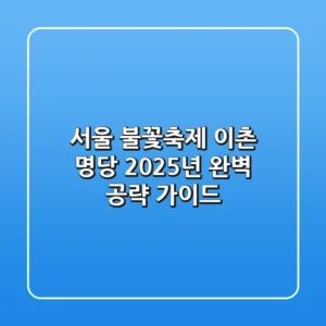 서울 불꽃축제 이촌 명당, 2025년 완벽 공략 가이드