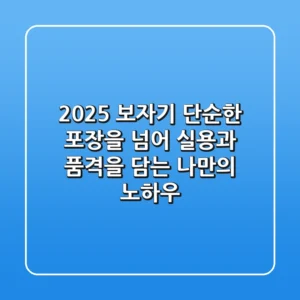 2025 보자기, 단순한 포장을 넘어: 실용과 품격을 담는 나만의 노하우