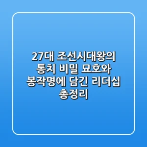 "27대 조선시대왕의 통치 비밀", 묘호와 봉작명에 담긴 리더십 총정리