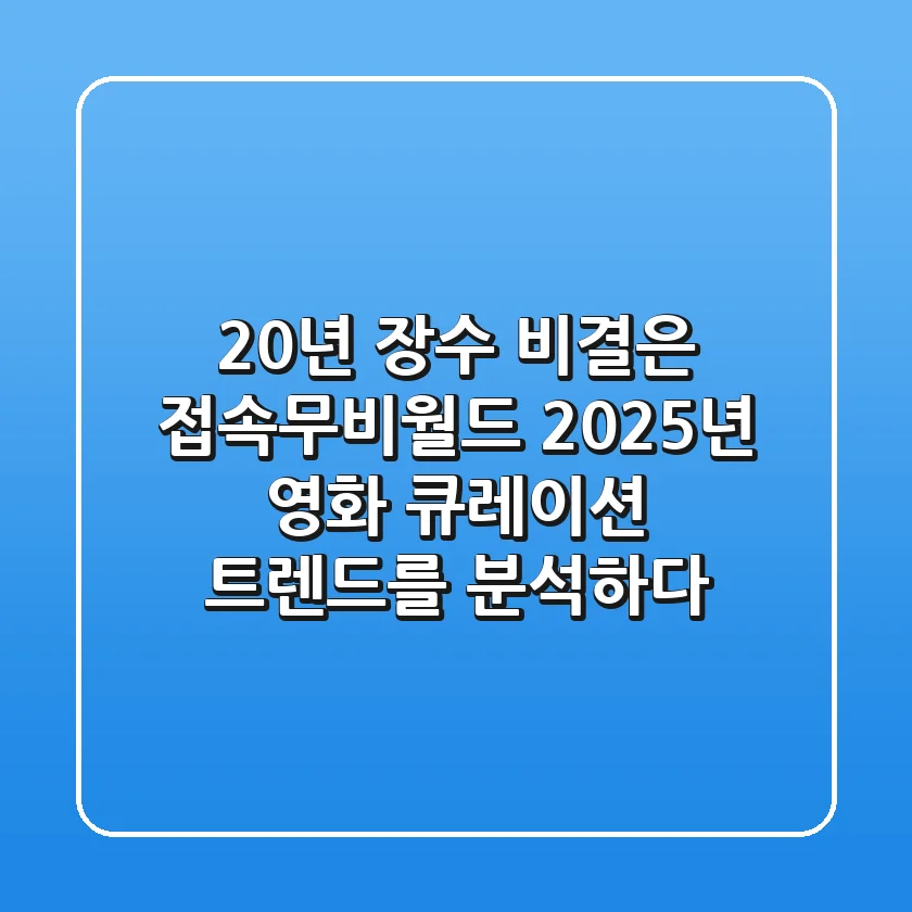 "20년 장수 비결은?", 접속무비월드, 2025년 영화 큐레이션 트렌드를 분석하다