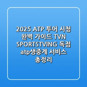 "2025 ATP 투어 시청 완벽 가이드", TVN SPORTS·TVING 독점 atp생중계 서비스 총정리