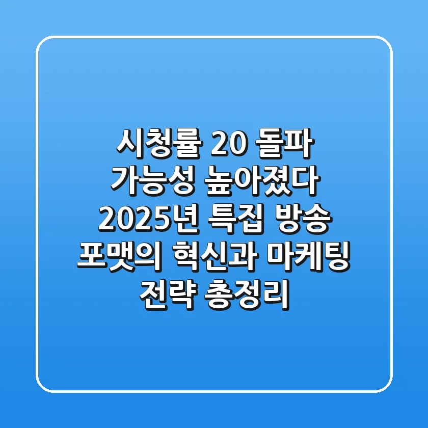 "시청률 20% 돌파 가능성 높아졌다", 2025년 특집 방송 포맷의 혁신과 마케팅 전략 총정리