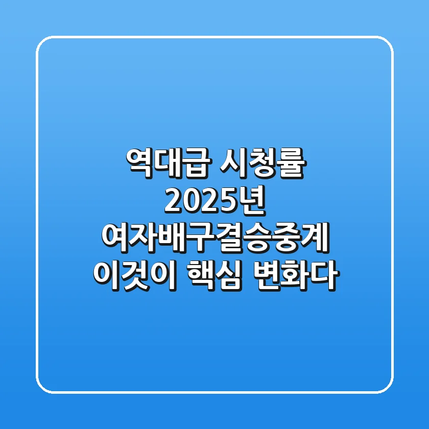 "역대급 시청률", 2025년 여자배구결승중계 '이것'이 핵심 변화다