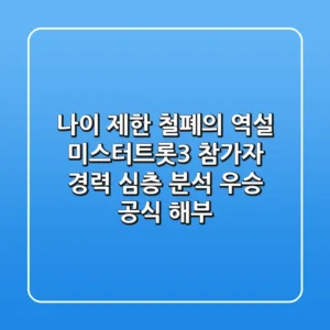 "나이 제한 철폐의 역설", 미스터트롯3 참가자 경력 심층 분석: 우승 공식 해부