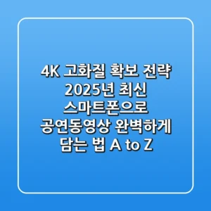 "4K 고화질 확보 전략", 2025년 최신 스마트폰으로 공연동영상 완벽하게 담는 법 A to Z