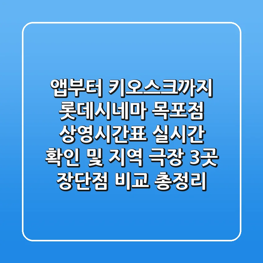 "앱부터 키오스크까지", 롯데시네마 목포점 상영시간표 실시간 확인 및 지역 극장 3곳 장단점 비교 총정리
