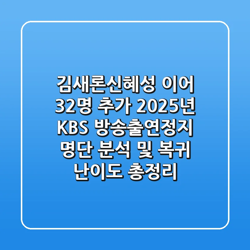 "김새론·신혜성 이어 32명 추가", 2025년 KBS 방송출연정지 명단 분석 및 복귀 난이도 총정리